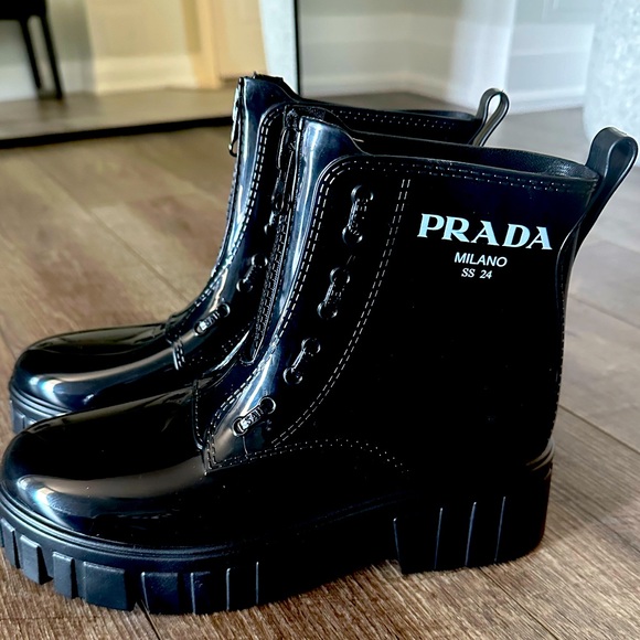 Prada Shoes - Prada short rain boots with zipper